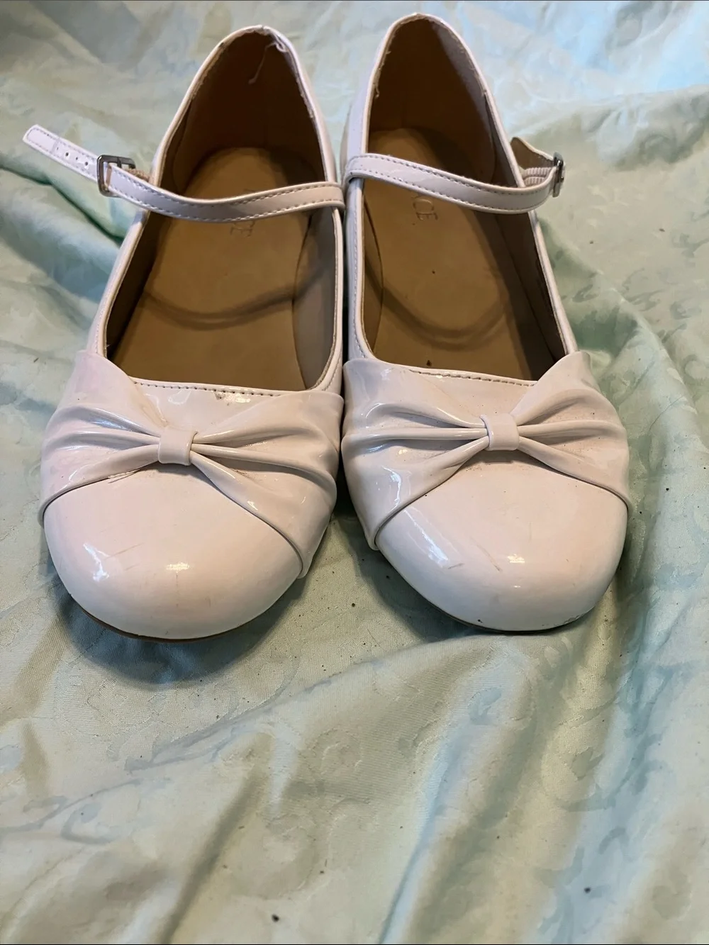 The Children's Place White Patent Mary Jane Flats with Knot Detail